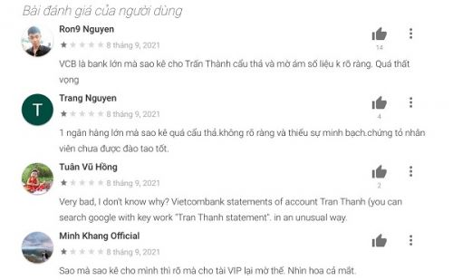 App Vietcombank Bất Ngờ Nhận Bão Đánh Giá 1 Sao Sau Khi Trấn Thành Công Bố 1.000 Trang Sao Kê Tiền Từ Thiện